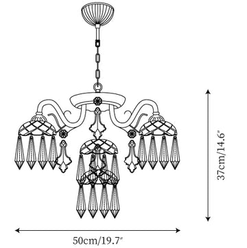 Astrid Droplet Glass Chandelier — Dimension drawings 1