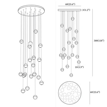 ثريات كريستال كروية — Dimension drawings 10