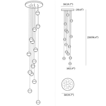 ثريات كريستال كروية — Dimension drawings 9