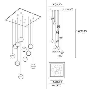 ثريات كريستال كروية — Dimension drawings 8