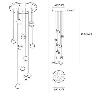 ثريات كريستال كروية — Dimension drawings 7