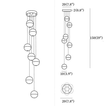 ثريات كريستال كروية — Dimension drawings 5