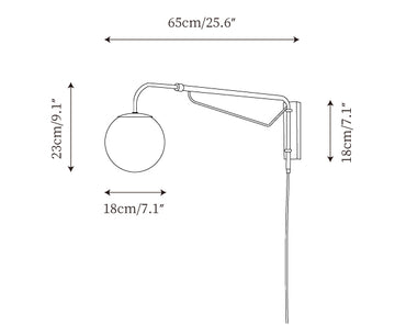 Bellman Plug In Wall Lamp — Dimension drawings 1