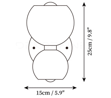 Round White Glass Bedroom Wall Lamp — Dimension drawings 1