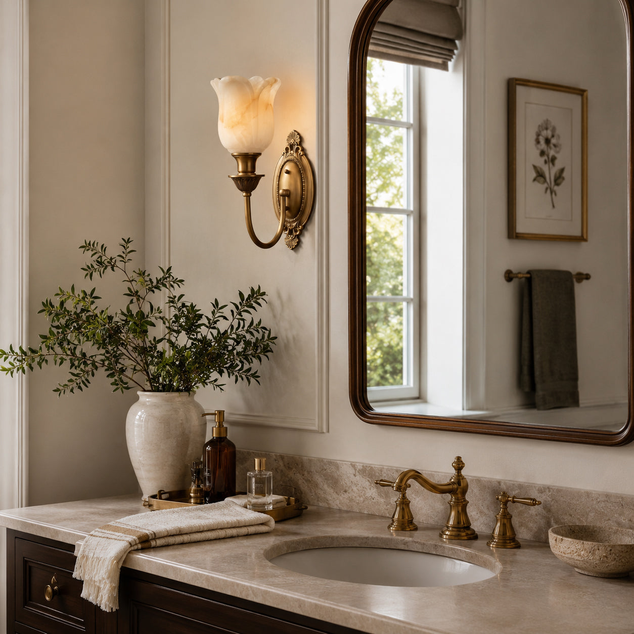 Blair Candle Alabaster Wall Sconce