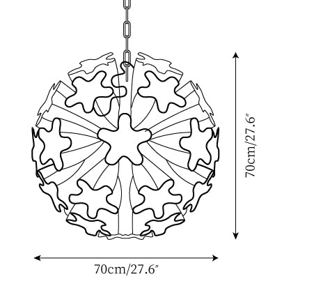 31 têtes ∅ 27,6″ x H 27,6″/ Dia 70cm x H 70cm
