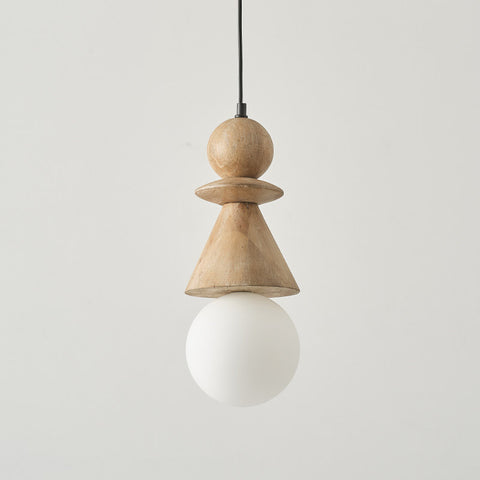 Bodie Stacked Wood Totem Pendant Light – detail 14