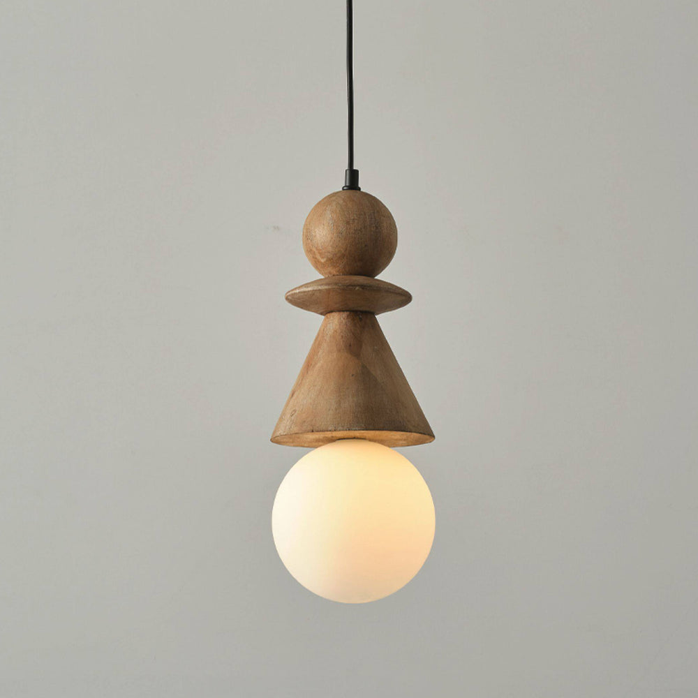 Bodie Stacked Wood Totem Pendant Light – detail 2