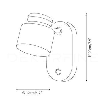 Brass Cylinder Wall Lamp — Dimension drawings 2