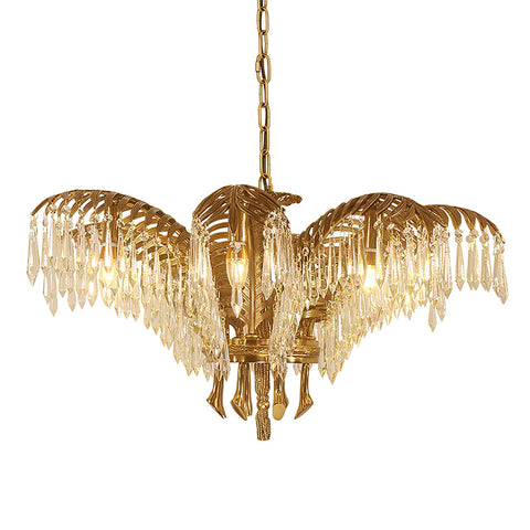 Brass Palm Leaf Crystal Chandelier – detail 18