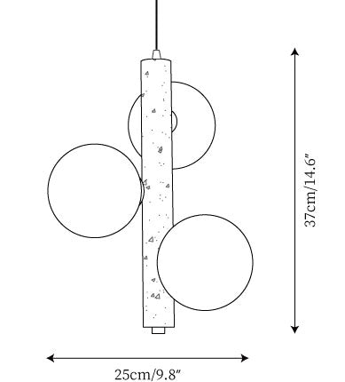 3 Heads Dia 25cm x H 37cm / ∅ 9.8″ x H 14.6″
