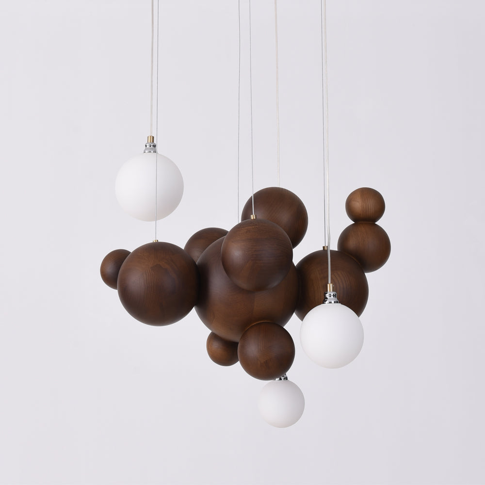 Bubble Wood Balls Chandelier – detail 2