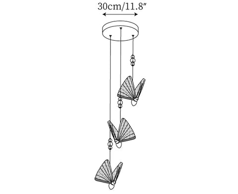 3 têtes Dia 30cm x H 150cm / ∅ 11,8″ x H 59″ Plateau Rond