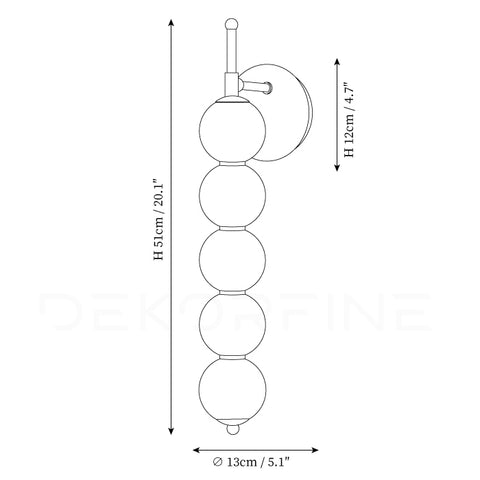 5 Lamps ∅ 5.1″ x H 20.1″