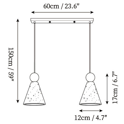 2 Foyers : L 23,6″ x l 4,7″ x H 59″