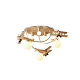 Cartoon Aircraft Wooden Ceiling Lamp