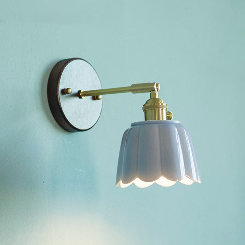 Celadon Fluted Ceramic Wall Sconce – detail 2