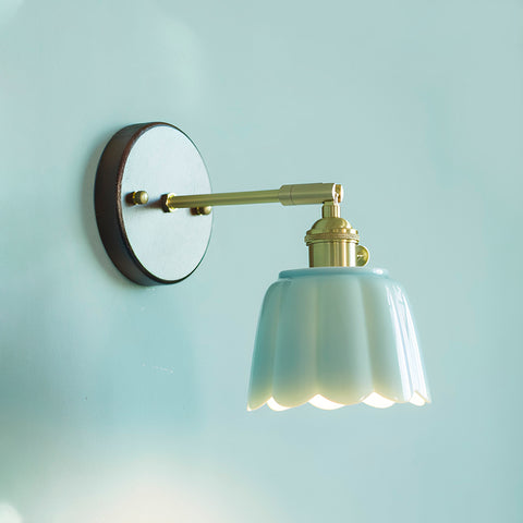 Celadon Fluted Ceramic Wall Sconce – detail 6