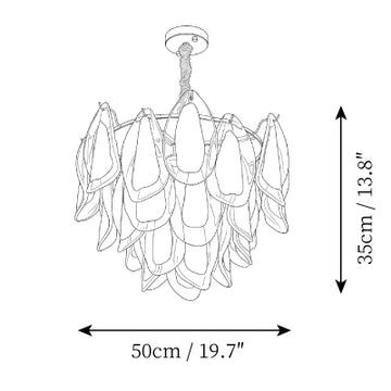 Lampadario Celeste in Vetro a Petali — Disegni dimensionali 1
