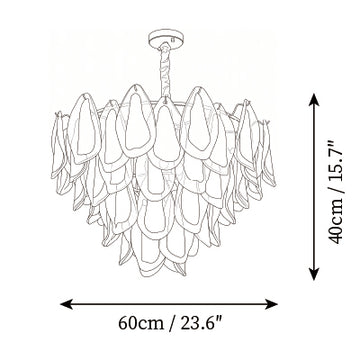 Lampadario Celeste in Vetro a Petali — Disegni dimensionali 2