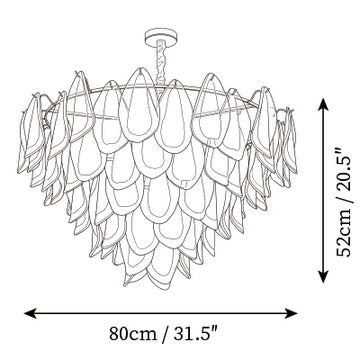Lampadario Celeste in Vetro a Petali — Disegni dimensionali 3