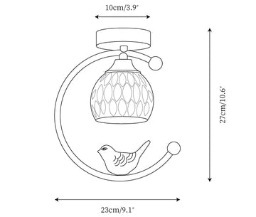 Ceramic Bird Ceiling Lamp — Dimension drawings 1