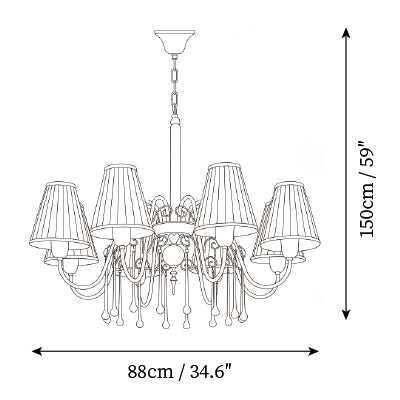 8-Lights: L 34.6″ x H 59″