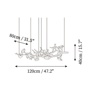 Clarisse Flower Linear Chandelier — Dimension drawings 1