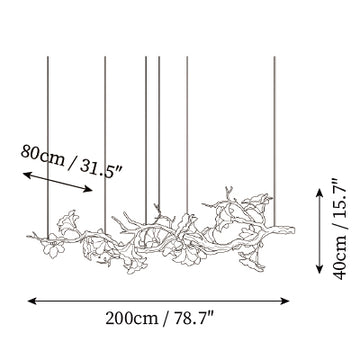 Clarisse Flower Linear Chandelier — Dimension drawings 4