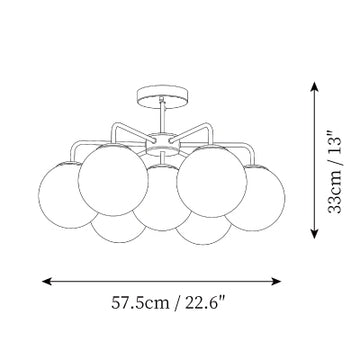 Cluster Globe Semi Flush Mount — Dimension drawings 1