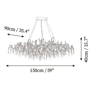 Clarisse Flower Linear Chandelier — Dimension drawings 7