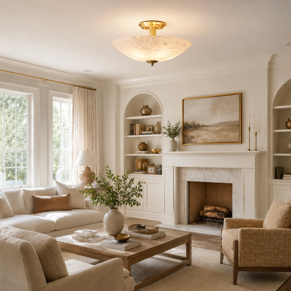 Covet Alabaster Flush Mount Ceiling Light – detail 2