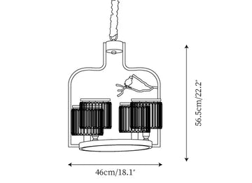 Crystal Bird Chandelier — Dimension drawings 1