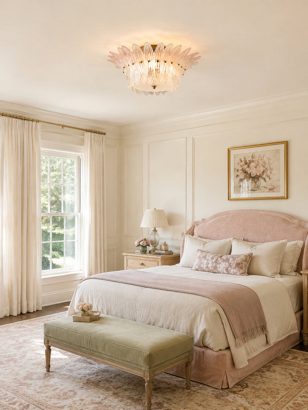 Treviso Rose Glass Flush Mount Ceiling Light – detail 2
