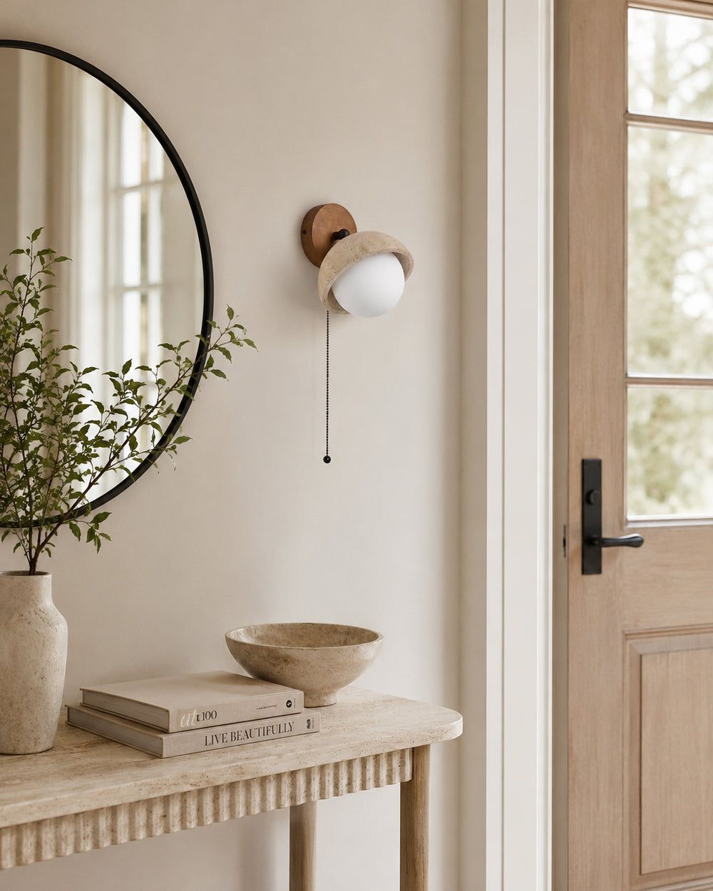 Kenton Travertine Wall Sconce – detail 2