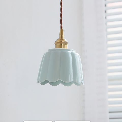 Celadon Fluted Ceramic Pendant Light – detail 10