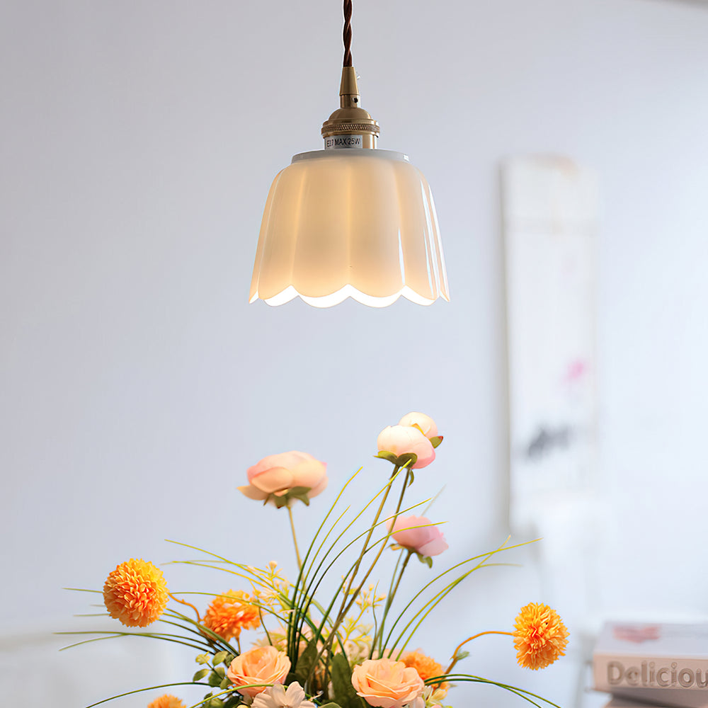 Celadon Fluted Ceramic Pendant Light – detail 2