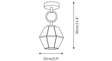 Diamond Cut Art Deco Ceiling Light — Dimension drawings 2