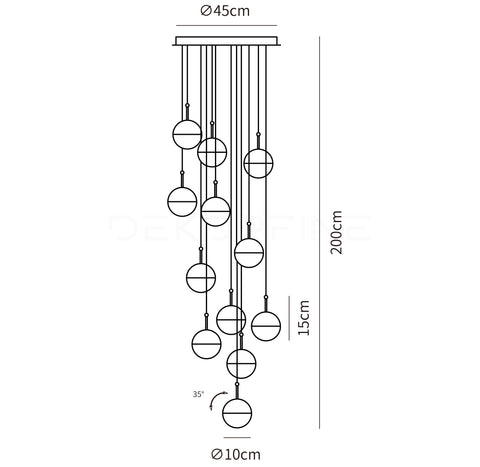 12 Heads ∅ 17.7″ X H 78.7″ / Dia 45cm X H 200cm