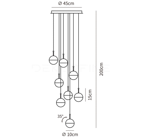 8 Heads ∅ 17.7″ X H 78.7″ / Dia 45cm X H 200cm