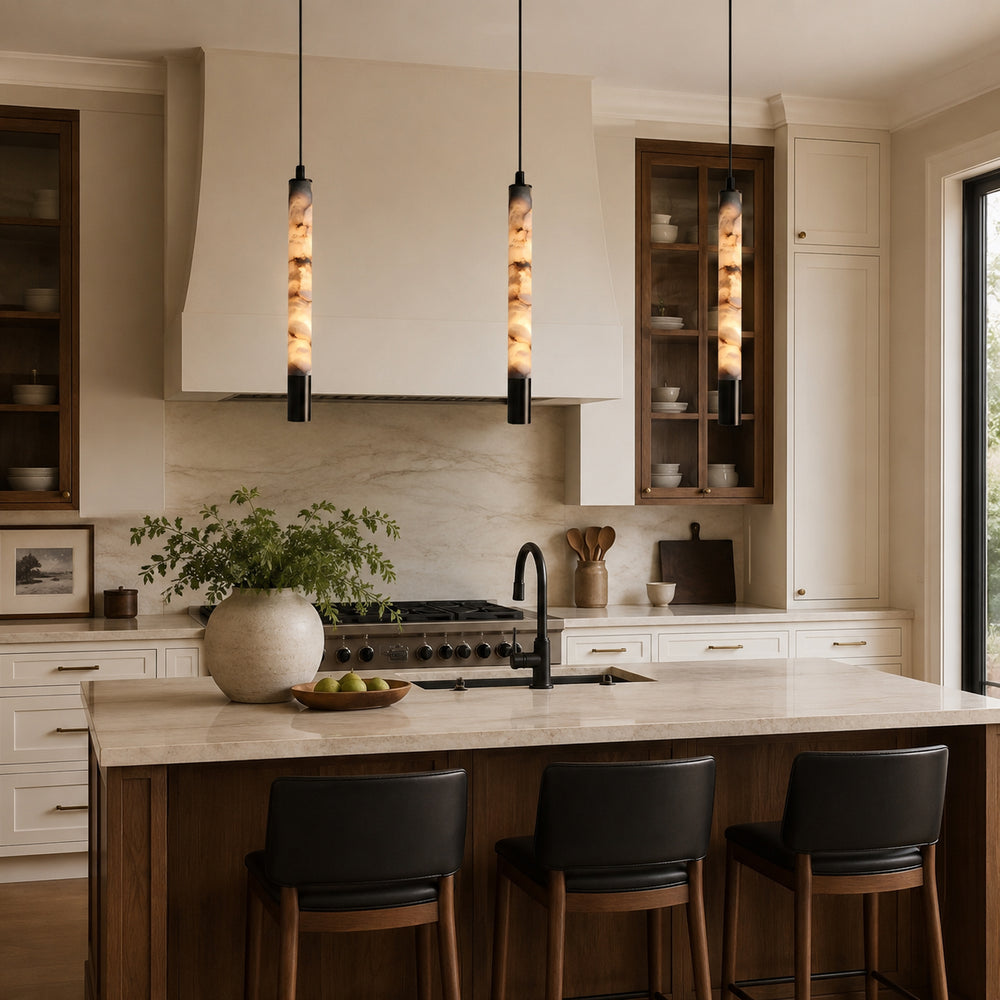 Dyad Cylinder Alabaster Pendant Lamp – detail 2