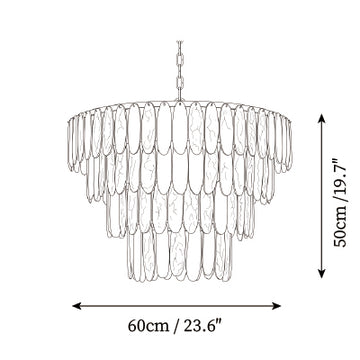Ellington Matte Glaskroonluchter — Maattekeningen 2