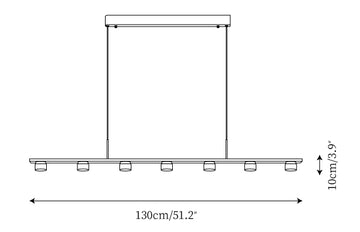 Esfera Linear Kroonluchter — Dimensioentekeningen 2