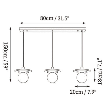 Farren Travertine Pendant Light — Dimension drawings 2