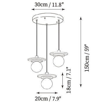 Farren Travertine Pendant Light — Dimension drawings 3