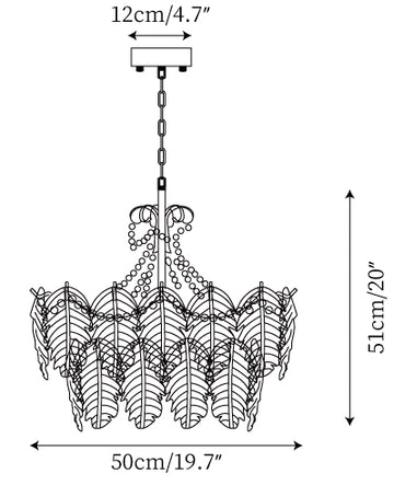 Lustre en Verre Plume — Plans de dimensions 2