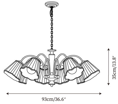 8 têtes L 93cm x H 35cm / L 36.6″ x H 13.8″