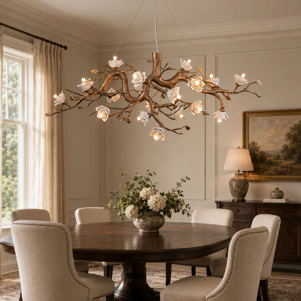 Flower Bloom Branch Brass Chandelier – detail 2