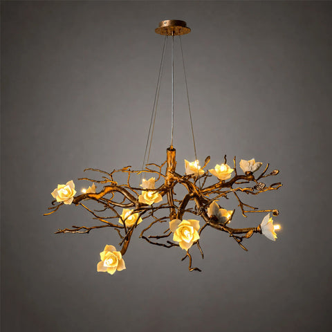 Flower Bloom Branch Brass Chandelier – detail 13