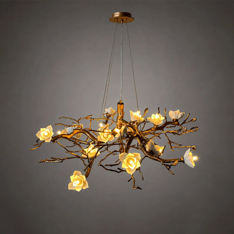 Flower Bloom Branch Brass Chandelier – detail 14